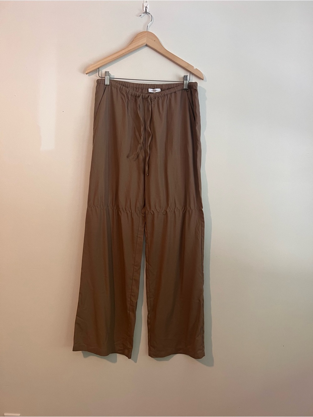 Love Tree Wide-Leg Drawstring Pants in Brown